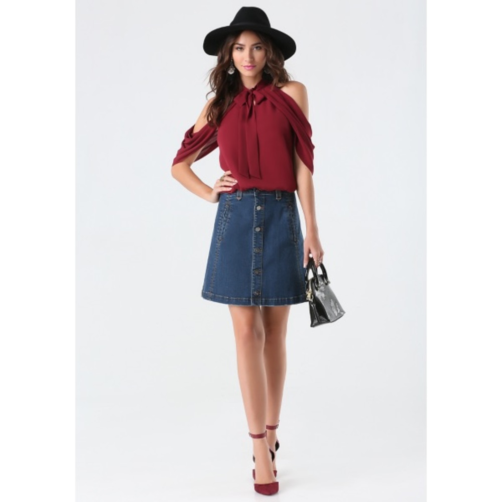 DRAPED COLD SHOULDER TOP
